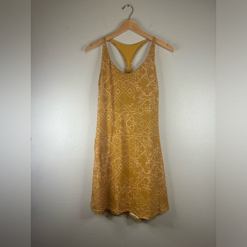 prAna Bodycon Above The Knee Midi | yellow and peach | medium - Picture 2 of 5